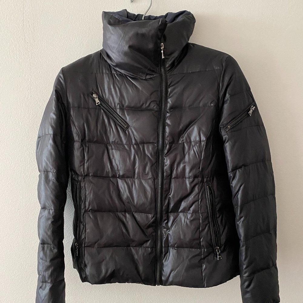 Marc New York Cropped Puffer Jacket Black and Navy Blue Size M